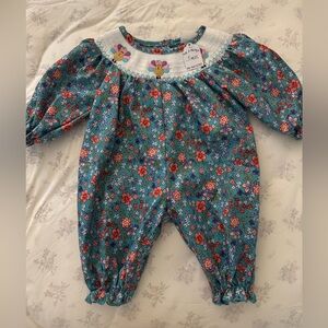 Floral Baby Romper with Embroidered Details